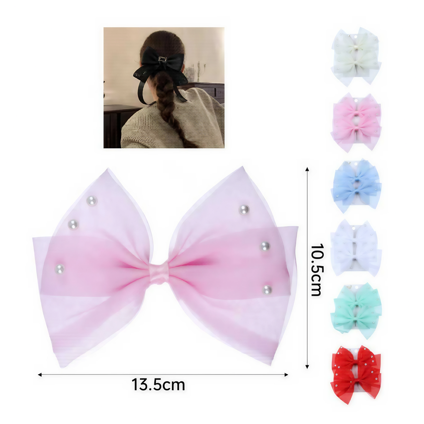 Pinza de Cabello Transparente con Flores y Perlas | Broche de Mandíbula Floral Colores Variados
