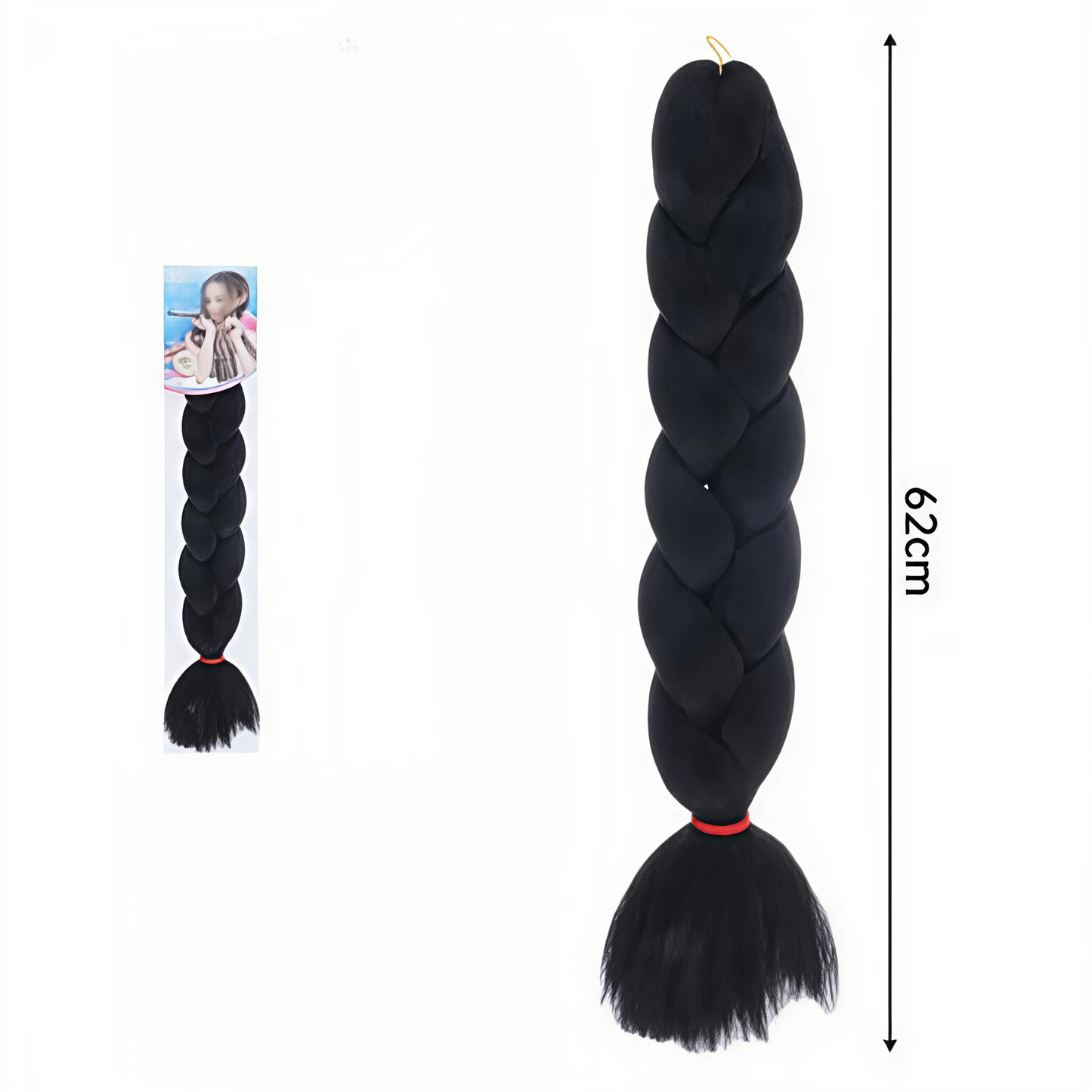 Extensiones de Cabello para Trenzas - Negro Intenso y Elegante (62cm)