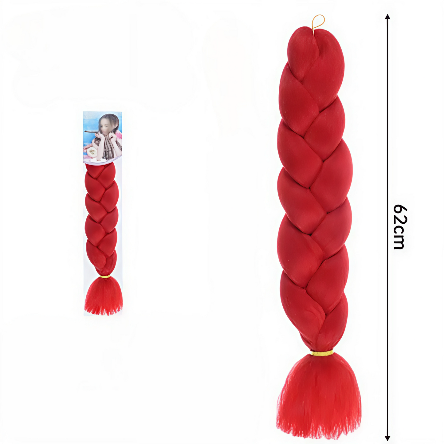 Extensión de Cabello Trenza Jumbo - Rojo Vibrante para Trenzar 62cm