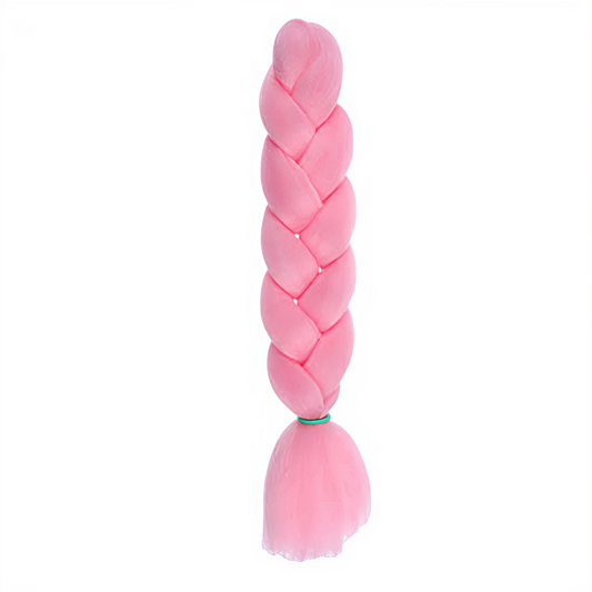 Fibra de Trenzar Jumbo Rosa Claro con Brillo - Extensión Sintética 62cm