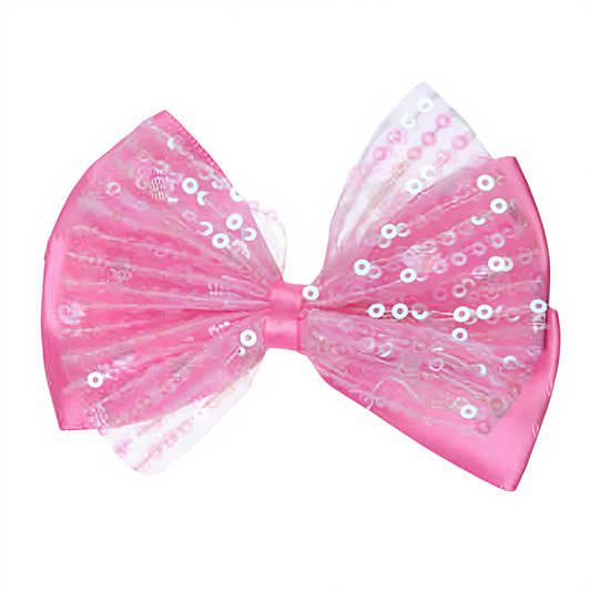 Pack de 2 Moños Grandes con Lentejuelas/Brillo (12cm x 7cm) - Colores Variados