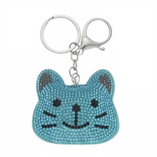 Llavero Gato con Brillos y Pedrería | Accesorios Felinos Colores Variados
