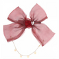 Moño XL de Organza con Cadena y Estrellas | Accesorio para Cabello Colores Variados