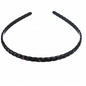 Diadema Trenzada Negra con Detalles Rojos | Cintillo Elegante para Cabello