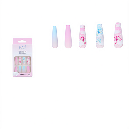 Uñas Postizas Press On con Diseño de Mariposas - Colores Surtidos