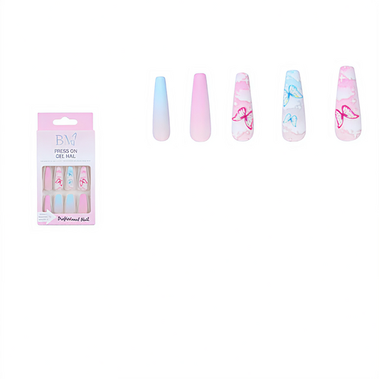 Uñas Postizas Press On con Diseño de Mariposas - Colores Surtidos