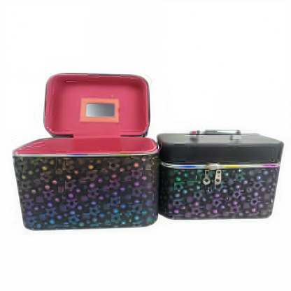 Set de 3 Estuches Cosméticos Holográficos Arcoíris - Colores Variados y Brillantes