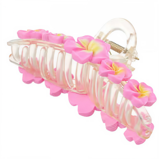 Pinza para Cabello con Flores Hawaiianas | Broche Grande Colores Tropicales Variados