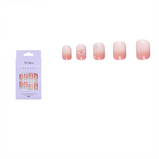 Uñas Postizas Cuadradas Cortas Estilo Francés - Degradado Colores  & Diseños Surtidos