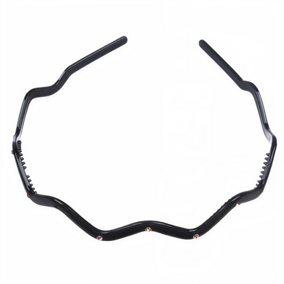Diadema Zigzag Negra Antideslizante | Cintillo Ondulado con Dientes para Cabello