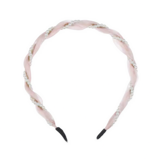 Diadema Trenzada con Perlas | Cintillo Elástico Elegante Colores Variado