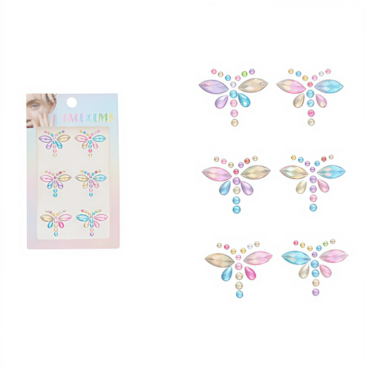 Perlas Adhesivas Corporales de Mariposa - Brillo y Colores Surtidos para Rostro y Cuerpo
