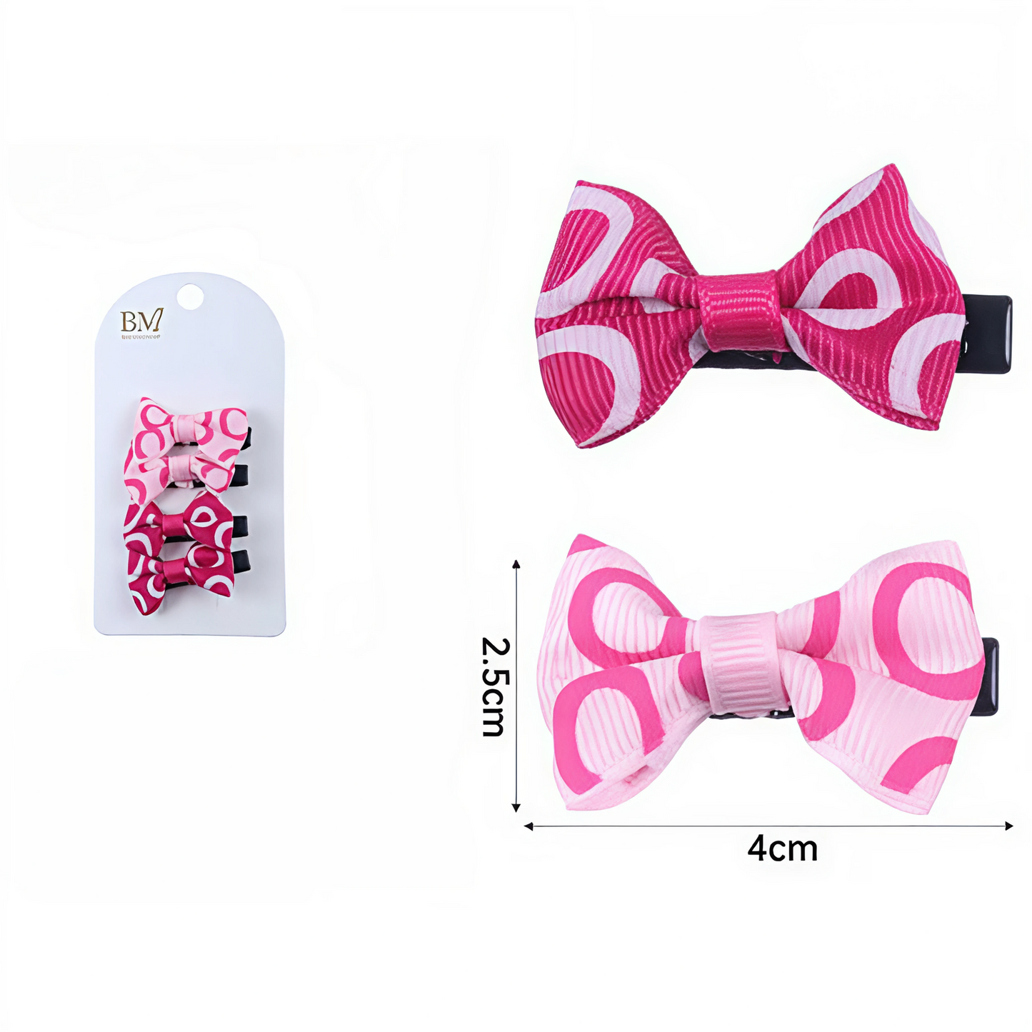 Pack de 4 Mini Moños con Estampado Abstracto | Lazos Surtidos para Cabello Infantil