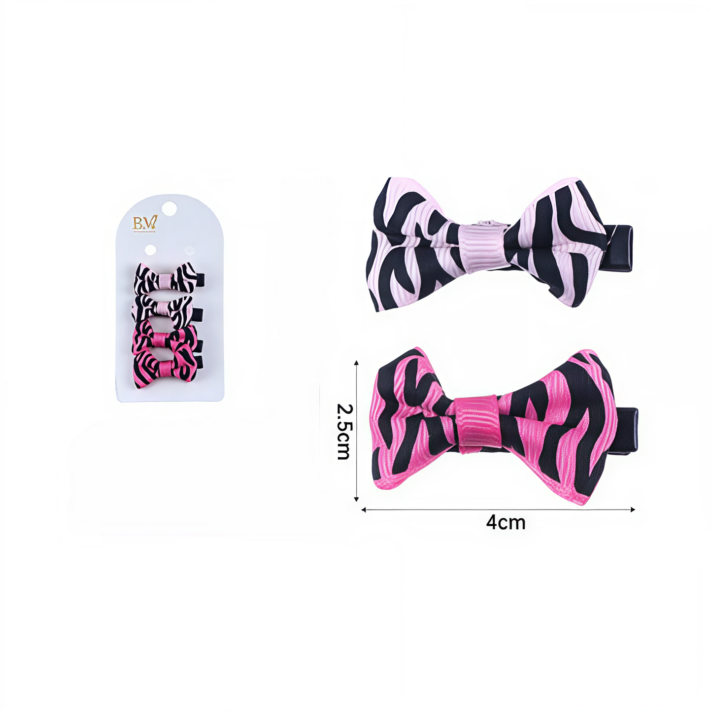 Set de 4 Clips de Pelo con Estampado de Cebra | Colores Variados para Niñas Modernas