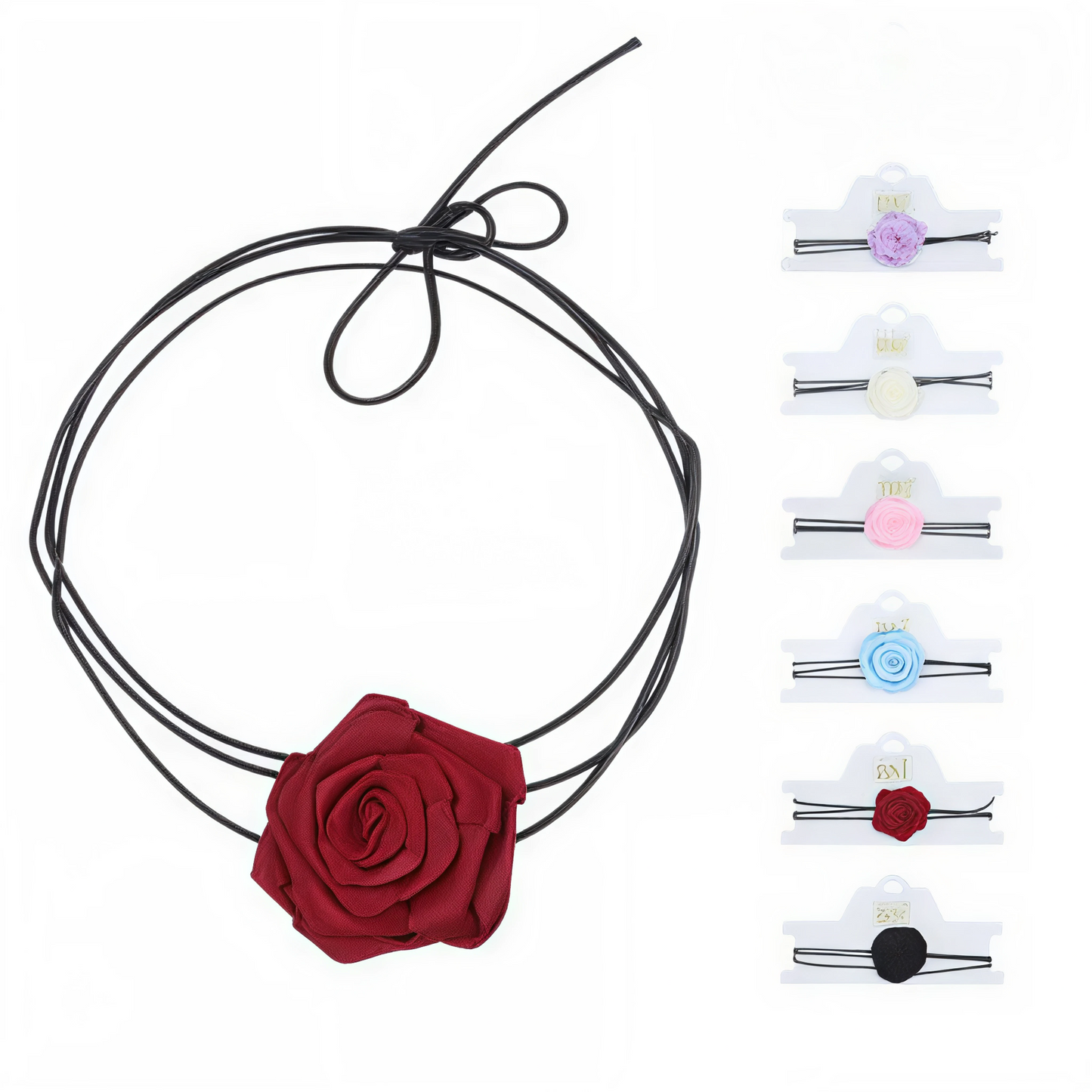 Choker Gargantilla con Flor de Tela | Collar Ajustable Colores Variados