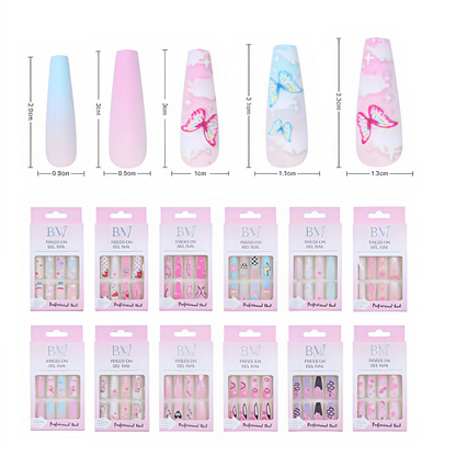 Uñas Postizas Press On con Diseño de Mariposas - Colores Surtidos