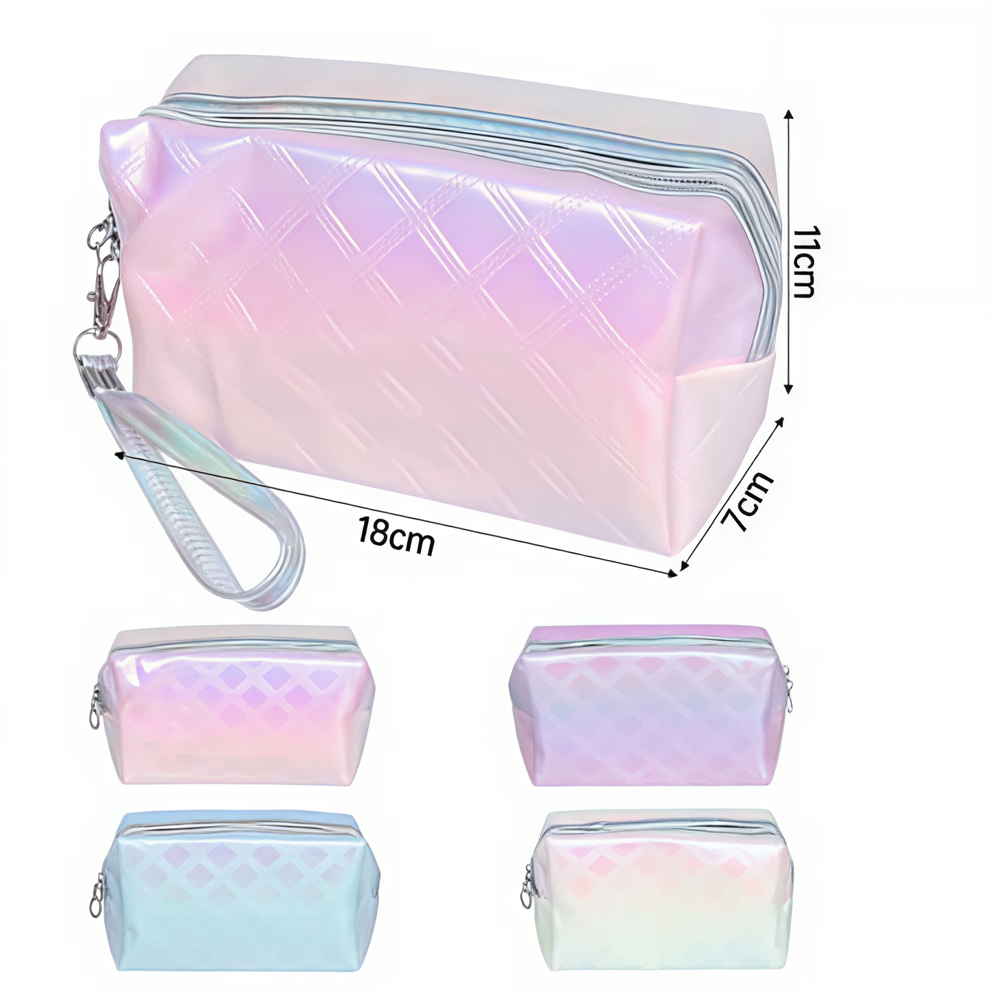 Cosmetiquero Holográfico Brillante - Organizador Maquillaje Colores Surtidos
