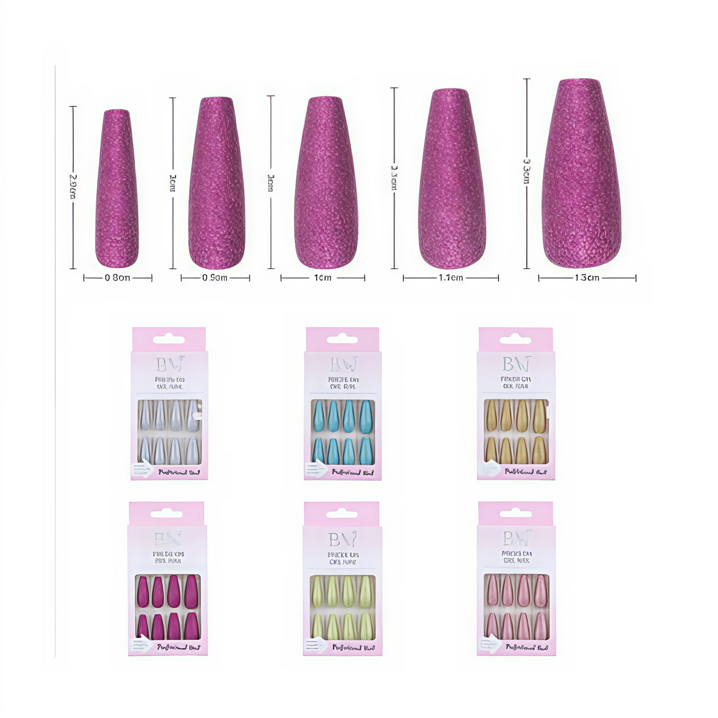 Uñas Postizas Gel Fantasy XL - Colores Variados y Efecto Brillante