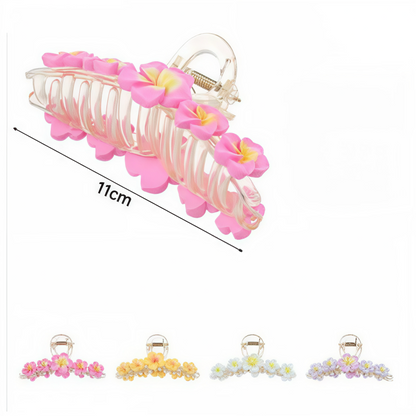 Pinza para Cabello con Flores Hawaiianas | Broche Grande Colores Tropicales Variados