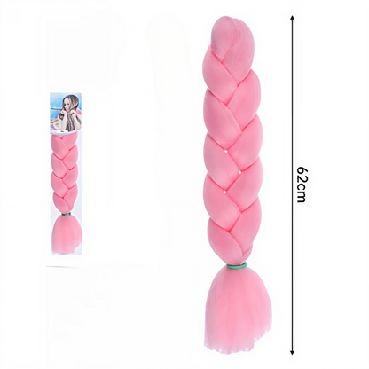 Fibra de Trenzar Jumbo Rosa Claro con Brillo - Extensión Sintética 62cm