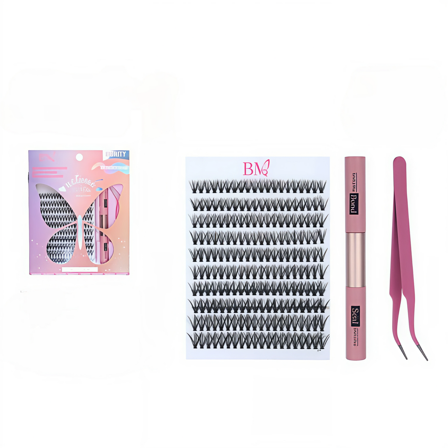 Kit Pestañas Clusters Individuales 20D/40D - Volumen Efecto Extensión