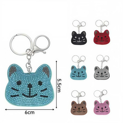 Llavero Gato con Brillos y Pedrería | Accesorios Felinos Colores Variados