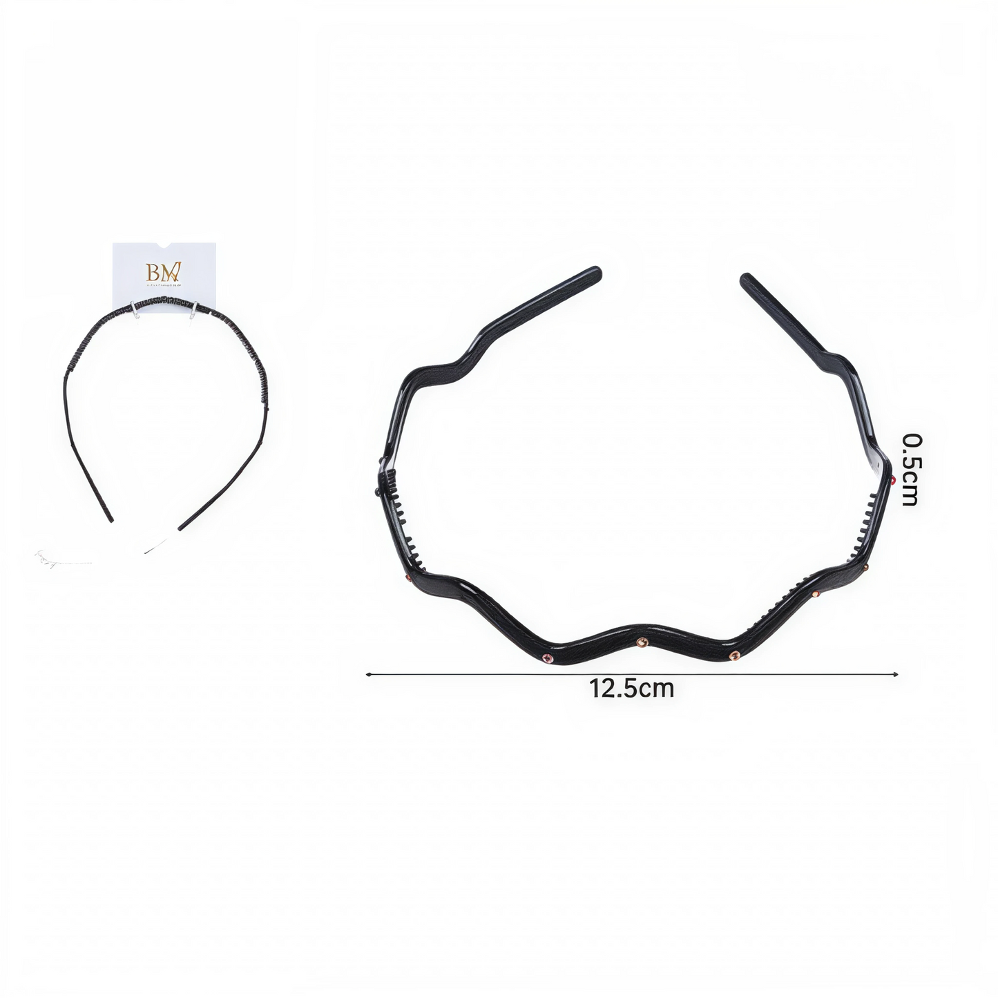 Diadema Zigzag Negra Antideslizante | Cintillo Ondulado con Dientes para Cabello