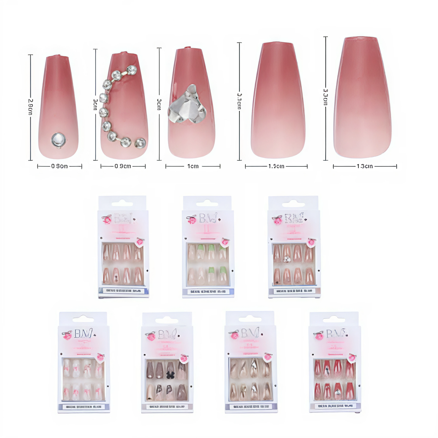 Uñas Postizas Press On Gel XL - Colección Fantasía,  Diseños y Colores Variados  Surtidos