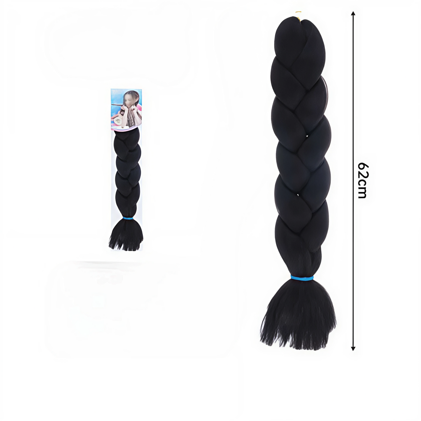 Extensión de Cabello Trenza Afro Jumbo - Cabello Sintético Negro para Trenzar 62cm