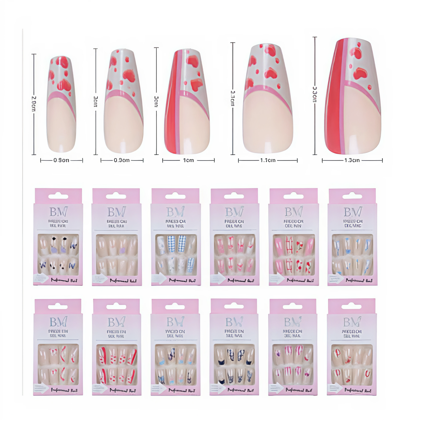 Uñas Postizas Press On Gel - Diseños y ColoresVariados y Encantadores