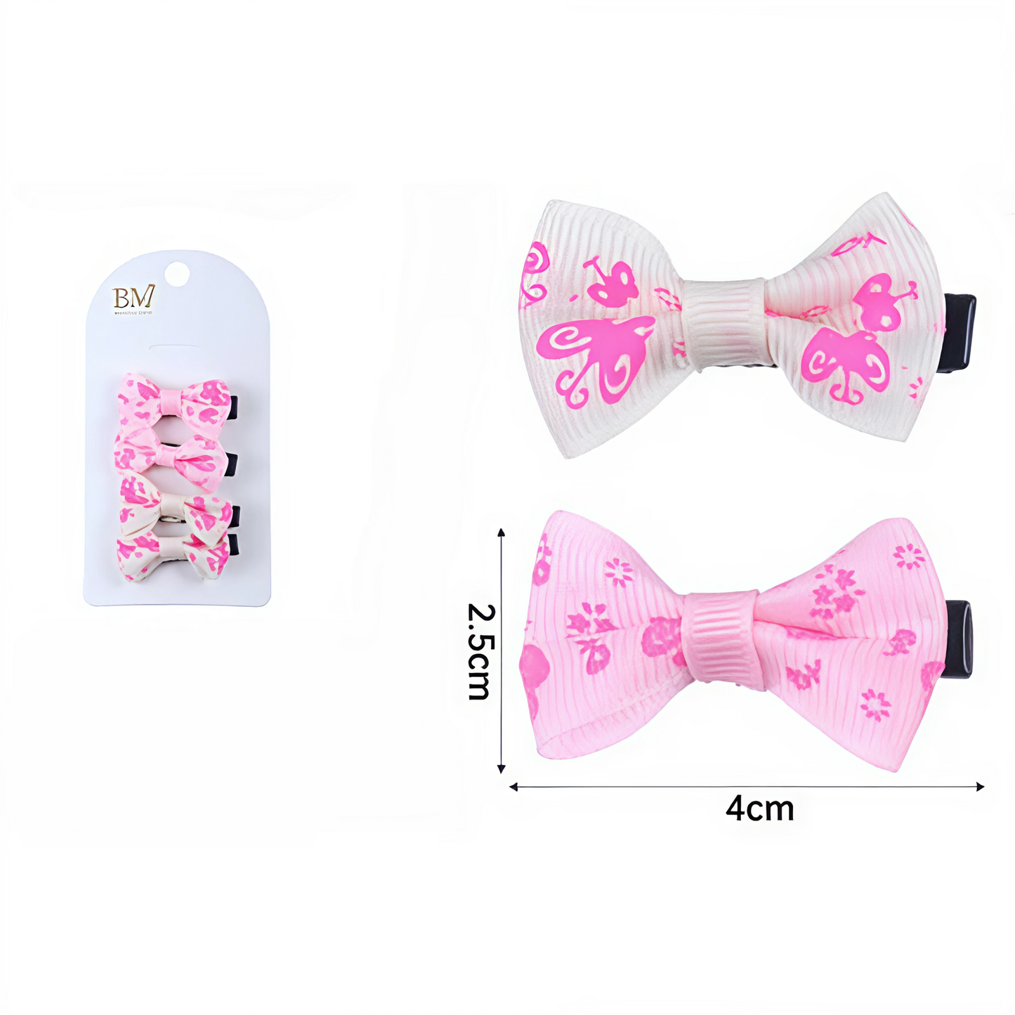 Pack de 4 Mini Moños con Mariposas y Flores | Lazos Surtidos para Cabello Infantil