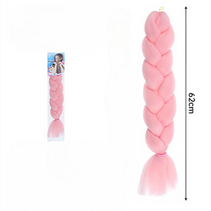 Extensión de Cabello Trenza Jumbo Sintética - Rosa Pastel Brillante 62cm