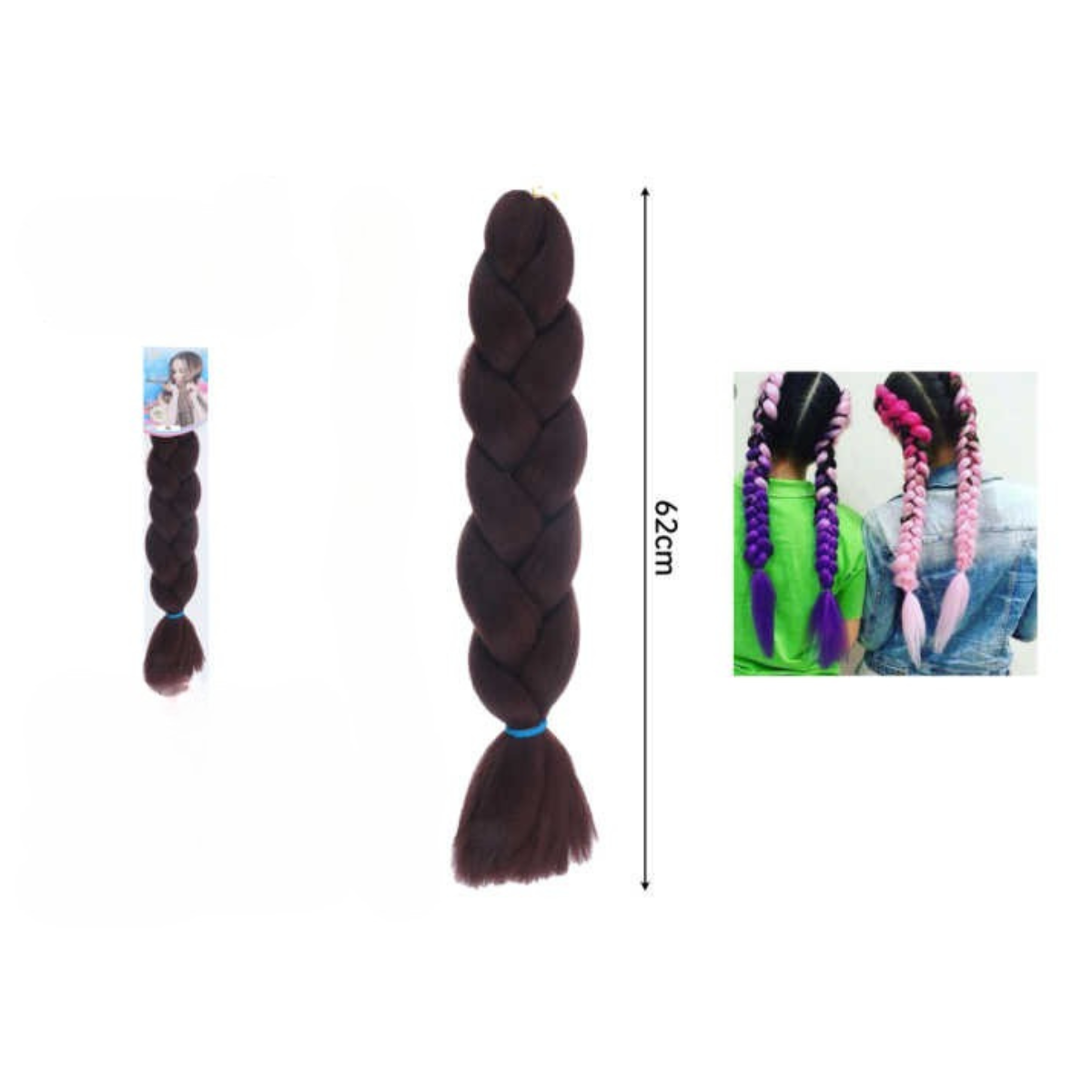 Extensiones de Cabello para Trenzas 62 cm- Marrón Rico y Versátil