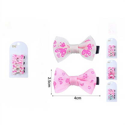 Pack de 4 Mini Moños con Mariposas y Flores | Lazos Surtidos para Cabello Infantil
