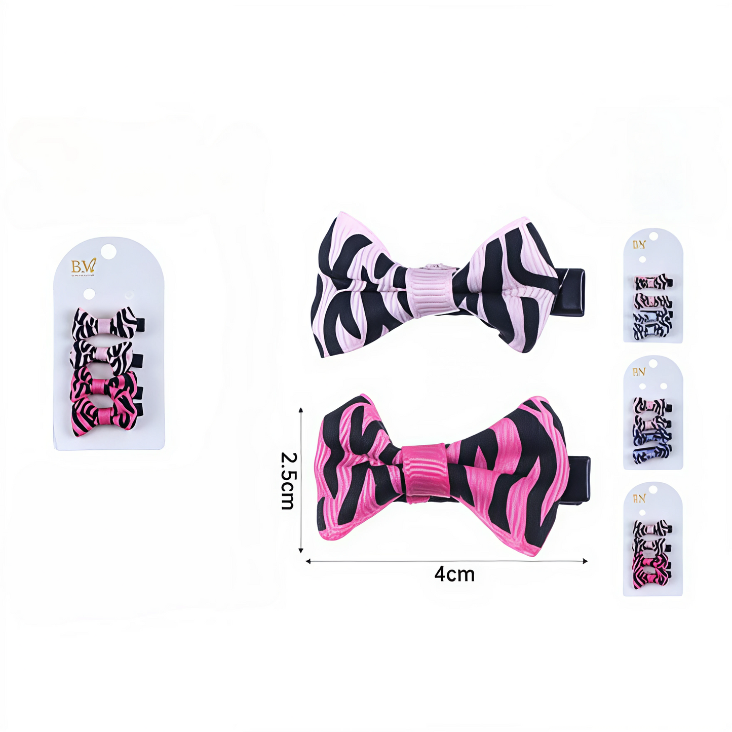 Set de 4 Clips de Pelo con Estampado de Cebra | Colores Variados para Niñas Modernas