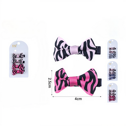 Set de 4 Clips de Pelo con Estampado de Cebra | Colores Variados para Niñas Modernas