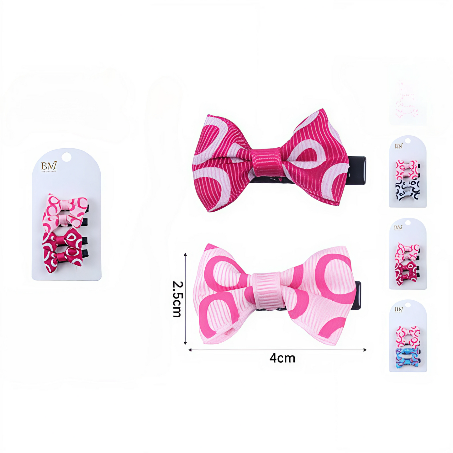 Pack de 4 Mini Moños con Estampado Abstracto | Lazos Surtidos para Cabello Infantil